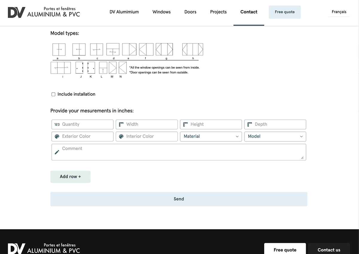 Website with online quote generator