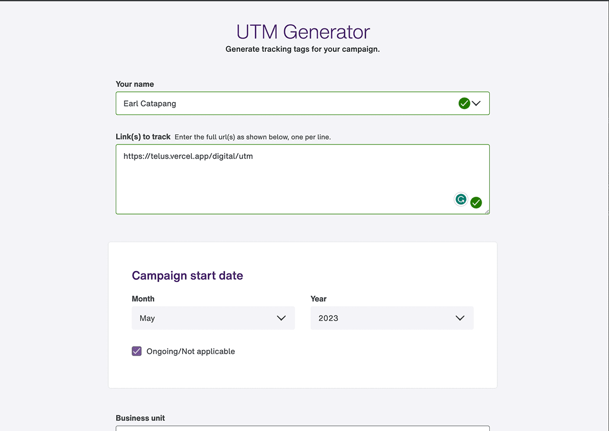 Web App: UTM Generator